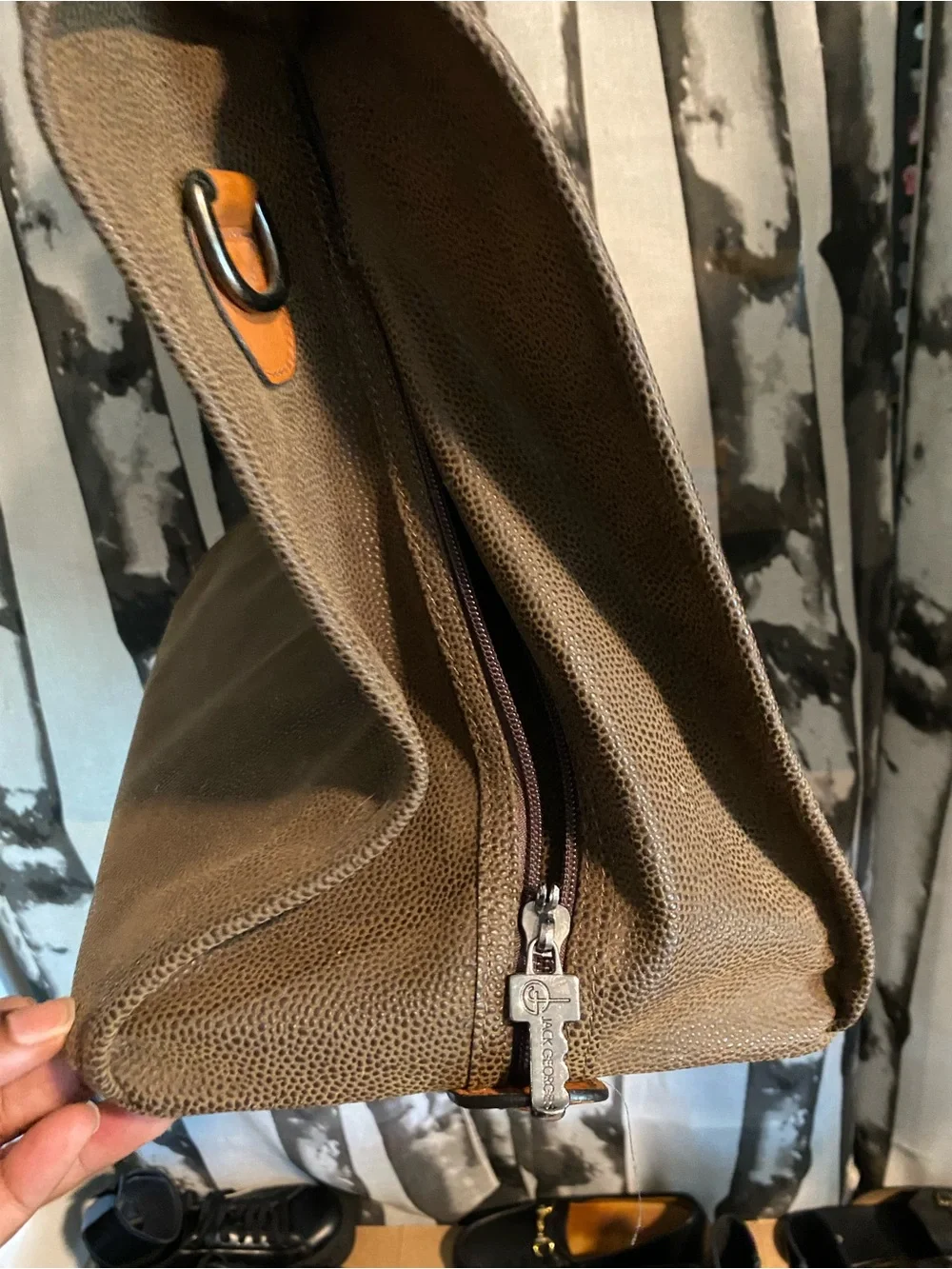 JACK GEORGES  Brown LEATHER travel CARRY-ON 21”Duffel crossbody weekender